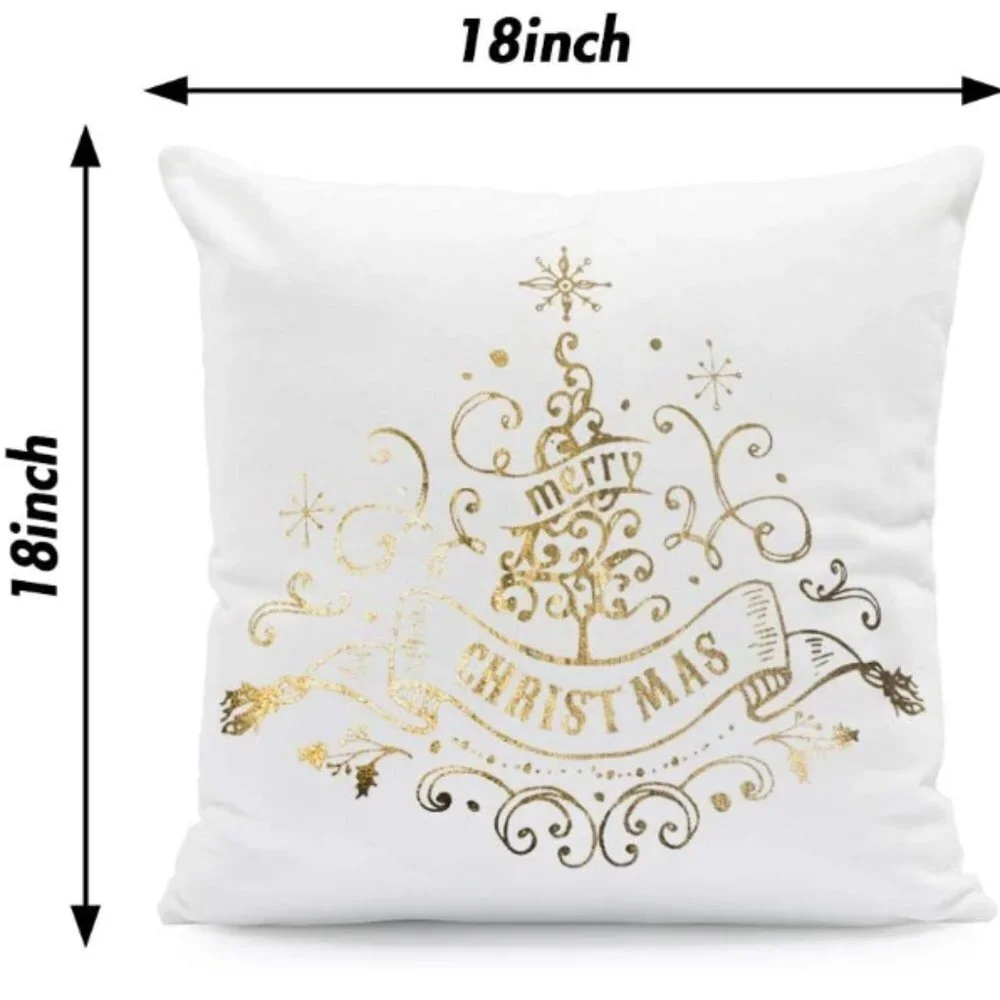 Christmas Pillow Covers, 4 Pack of Golden Snowflakes, 18 x 18 inches